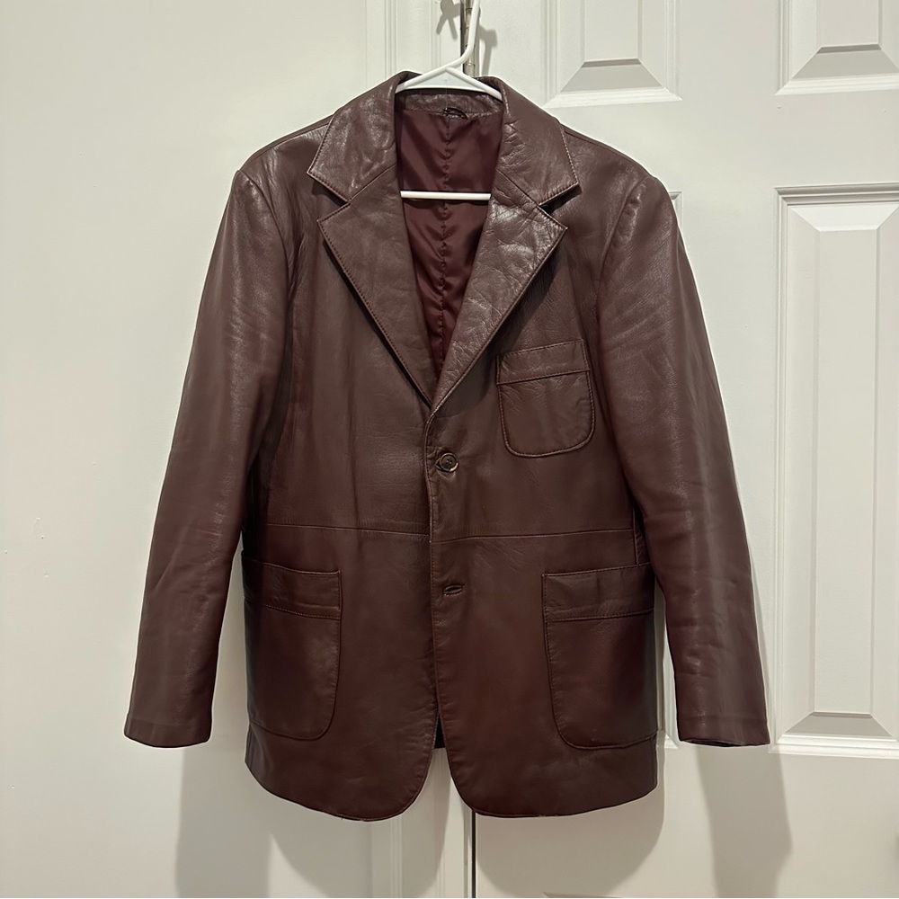 Burgundy leather blazer
